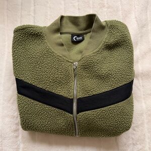 💚 Zyia Olive Green Sherpa Zip Up Teddy Jacket